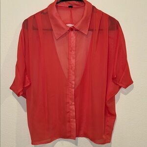 Elegant Sheer Coral Blouse